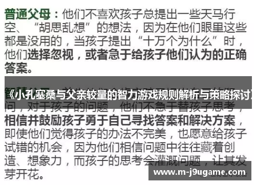 《小孔塞桑与父亲较量的智力游戏规则解析与策略探讨》