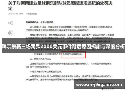 魏震禁赛三场罚款2000美元事件背后原因揭露与深度分析